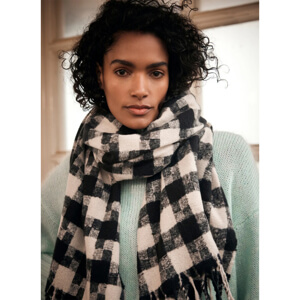 Mint Velvet Black Houndstooth Check Scarf